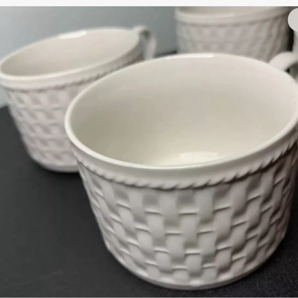 ONEIDA Westerly Basket Weave Demitasse Mugs Woven White Wicker 6 Cups, NIB - Picture 3 of 7